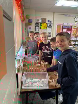 students with crayfish